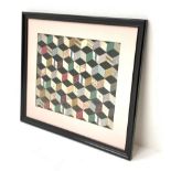 A framed and glazed geometric patchwork section