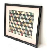 A framed and glazed geometric patchwork section