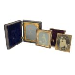 A Victorian ambrotype photograph in gilt surround and Vulcanite type Union case