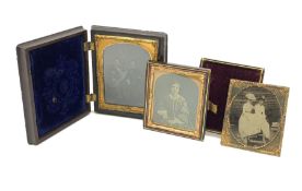 A Victorian ambrotype photograph in gilt surround and Vulcanite type Union case