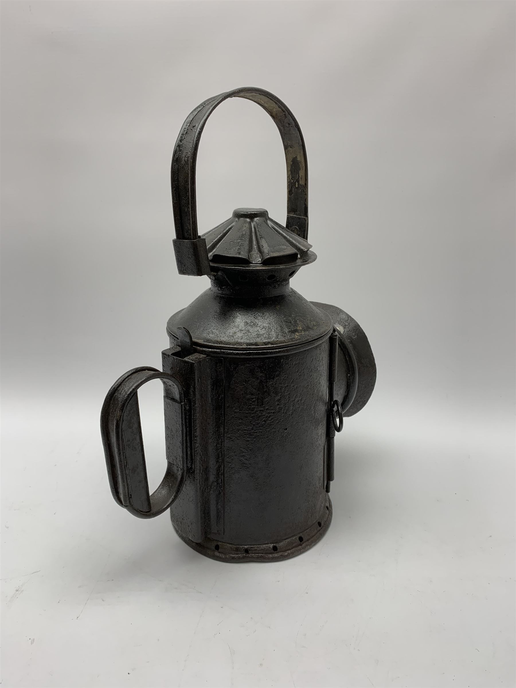 Railway type lantern, black painted finish, H35cm - Image 2 of 3