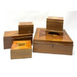 Five modern veneered boxes