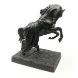 A Russian bronzed cast iron figure of a rearing horse