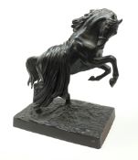 A Russian bronzed cast iron figure of a rearing horse