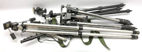 Various tripods and tripod parts