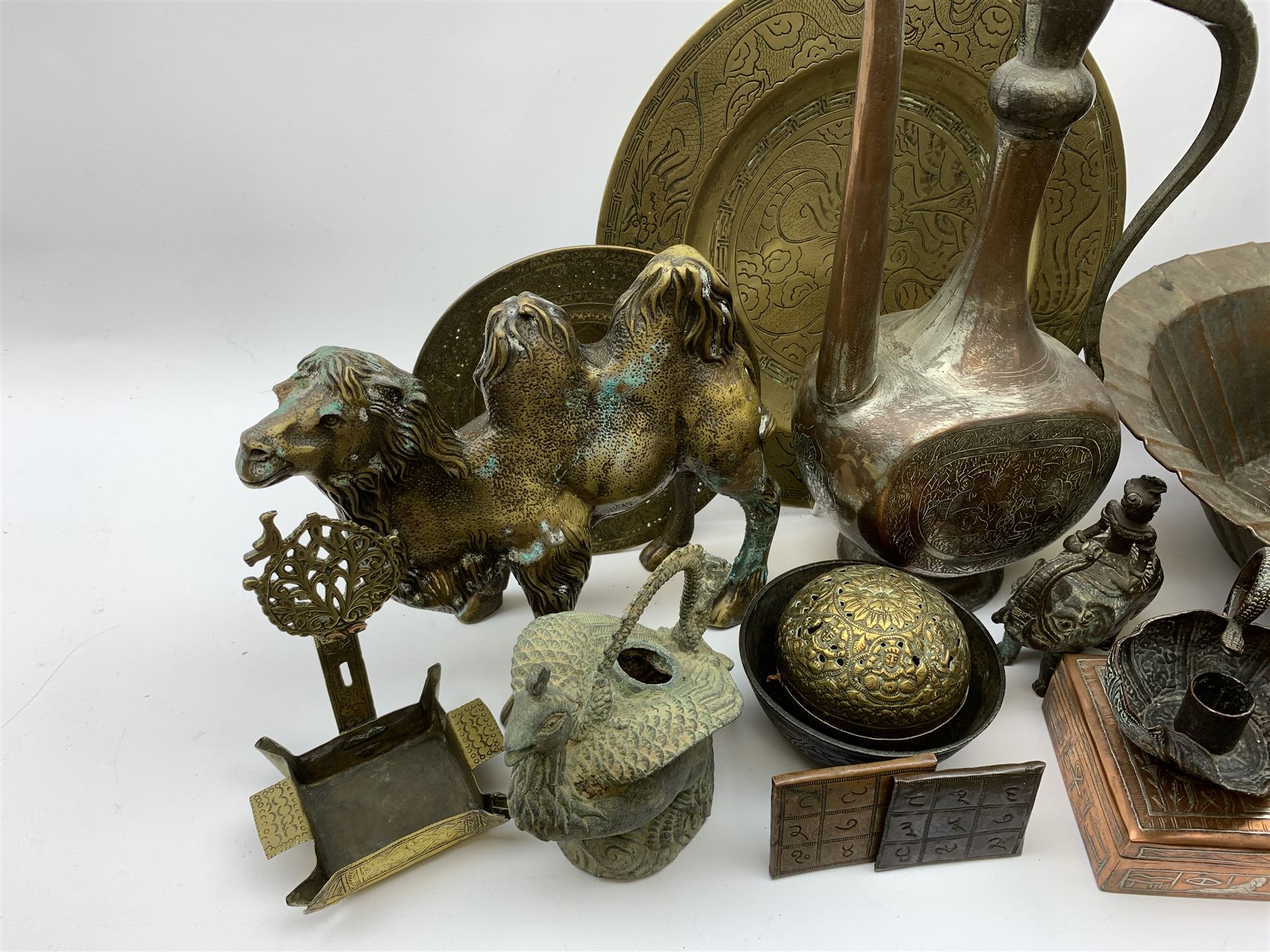 Collection of Eastern metal ware including a brass model of a Camel - Image 2 of 3