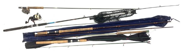 Fishing rods including 15ft IM6 carbon salmon rod by Crawford Little (Bob Church)