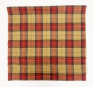 A Roman window blind, in green and red tartan fabric, L117cm.