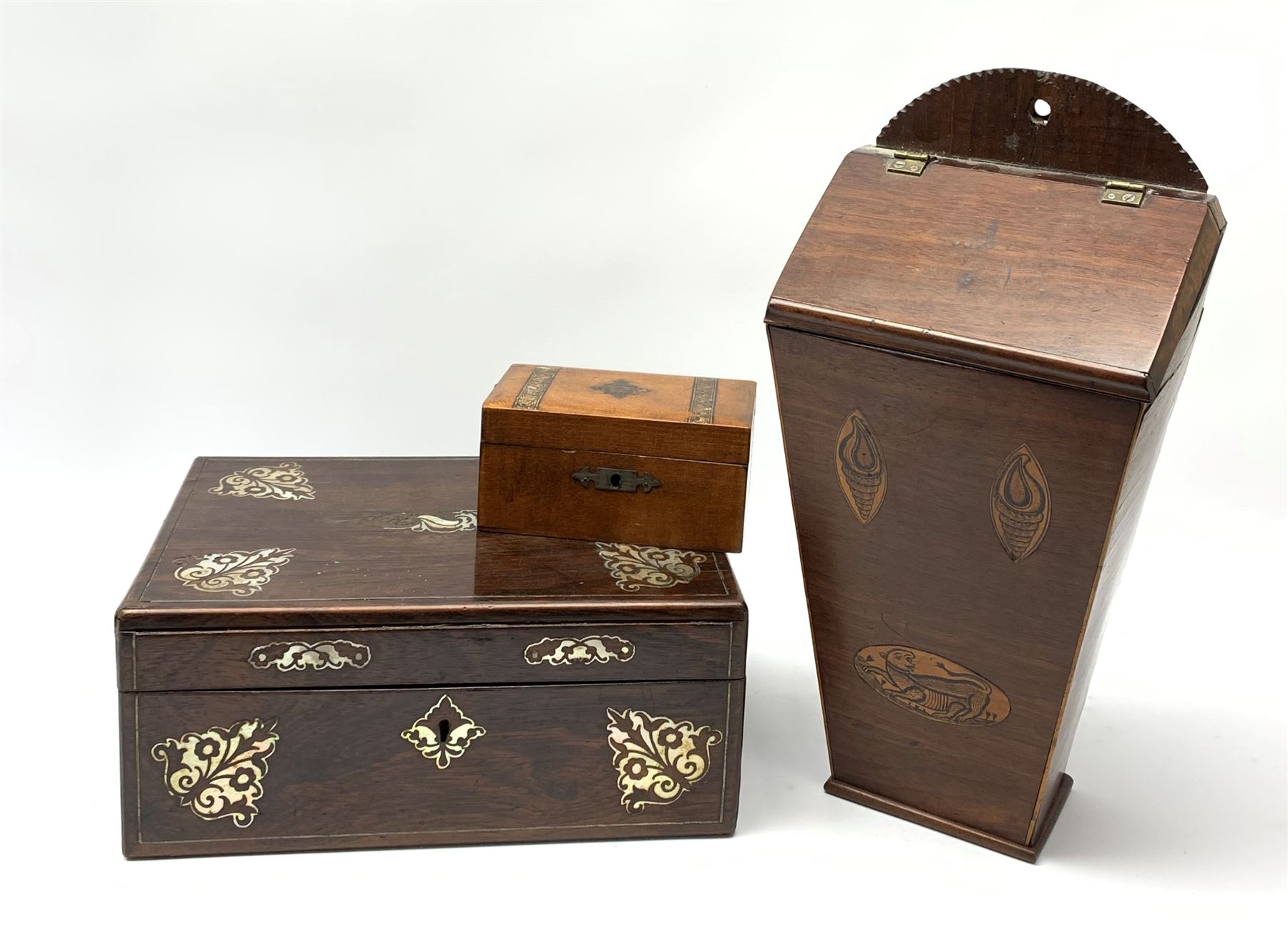 A 19th century rosewood and mother of pearl inlaid jewellery box