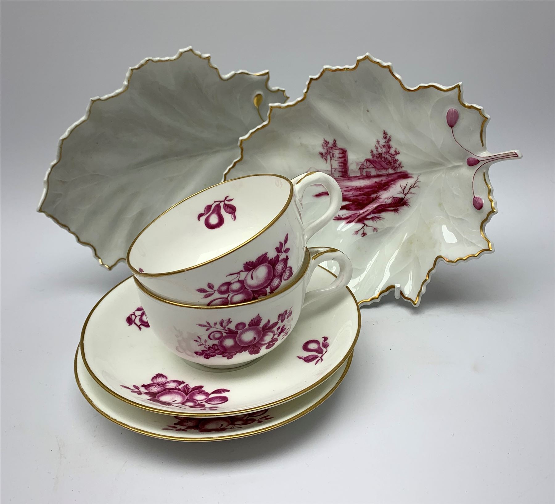 A pair of 20th century Hochst leaf formed dishes