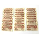 Thirty-one Bank of England O'Brien ten shilling banknotes