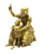 A gilt bronze figure of a mother and child