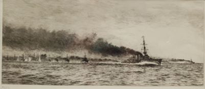 William Lionel Wyllie (British 1851-1931): 'HMS Champion and the 13th Flotilla at Jutland'