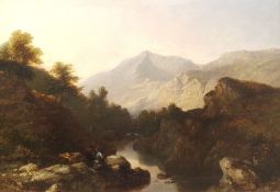 James Poole (British 1804-1886): Fishing in a Highland Stream