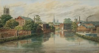 William Frederick Austin (British 1833-1899): 'The Old Silk Mill Derby' from the River Derwent