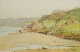 Albert Edward Horsley (British 1861-post1930): Figures and Donkeys on Scarborough North Bay with the