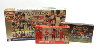 Two 1/72 scale plastic model kits of The Battle of Waterloo by Airfix and Revell; both boxed in fact