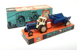 Britains Models - 9630 Ford 5000 tractor and Shawnee Poole Rear Dump with steering attachment and lo