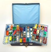 Matchbox Series 41 Collectors case containing four lift-out plastic trays with forty-seven Matchbox