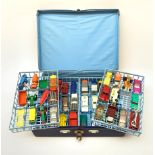 Matchbox Series 41 Collectors case containing four lift-out plastic trays with forty-seven Matchbox