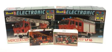 Two Revell Electronic 1/24th scale model kits of fire-engines - Mercedes Benz 1017 LF16 and part con