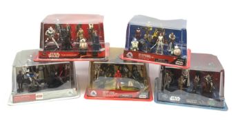 Star Wars - five Disney Store Deluxe figurine sets for The Last Jedi