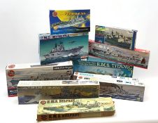 Ten plastic model kits of ships by Airfix