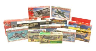 Eight Airfix plastic model kits of aircraft including James Bond Autogyro