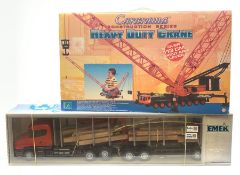 Emek 1;25 scale Scania T Timber Truck and Trailer No.70405; and Cararama Construction Series Heavy D