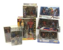 Three Disney Store Marvel Avengers Deluxe Figurine Sets; Spiderman Walkie-Talkie Set; Schleich Batma