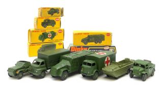 Dinky - six military vehicles - Military Ambulance No.626; Armoured Command Vehicle No.677; Field Ar