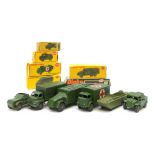 Dinky - six military vehicles - Military Ambulance No.626; Armoured Command Vehicle No.677; Field Ar