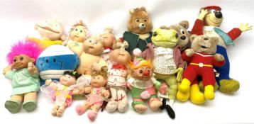Fifteen character soft toys and dolls including Teddy Ruxpin talking bear with inbuilt battery opera