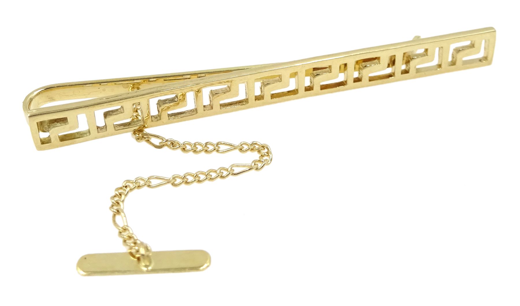 14ct gold Greek key design tie clip