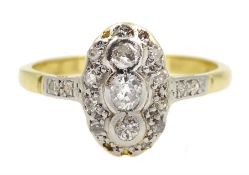 18ct gold old cut diamond panel ring