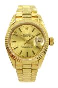 Rolex Oyster Perpetual Datejust ladies automatic 18ct gold bracelet wristwatch