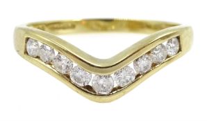 9ct gold diamond channel set wishbone ring