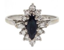 18ct white gold marquise sapphire