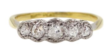 Gold five stone old cut diamond illusion set ring