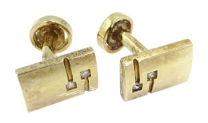 Pair of 9ct gold diamond set cufflinks