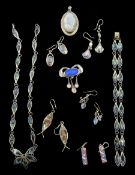 Silver opal doublet and moonstone pendant/brooch