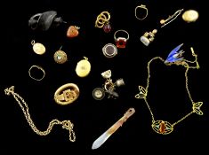 Collection of Victorian and later jewellery including 8ct gold chain