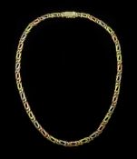 14ct rose, yellow and white gold link necklace, stamped 585, approx 70.16gm