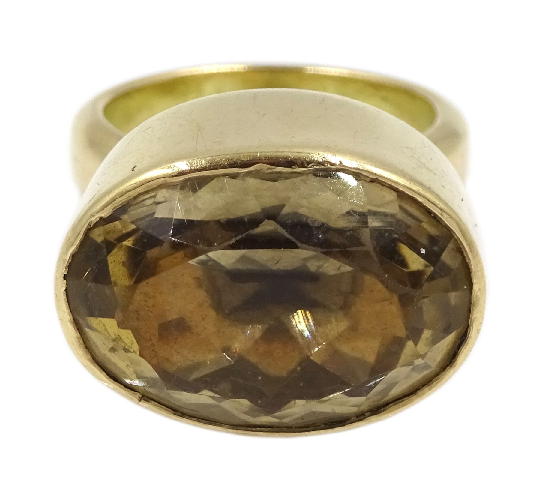 9ct gold oval smokey quartz ring