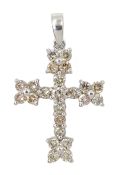 18ct white gold round brilliant cut diamond cross pendant