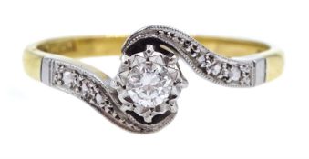 Gold single stone diamond ring