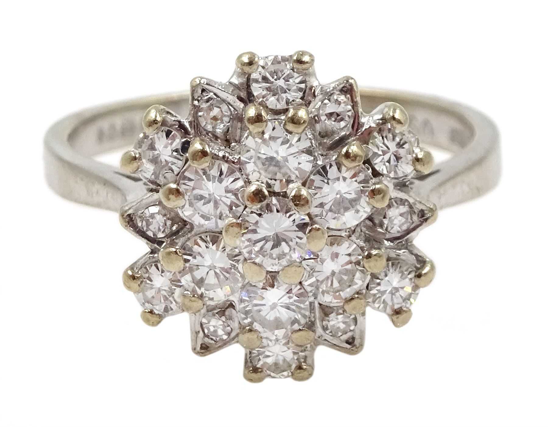 18ct white gold diamond cluster ring