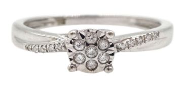 9ct white gold diamond cluster ring