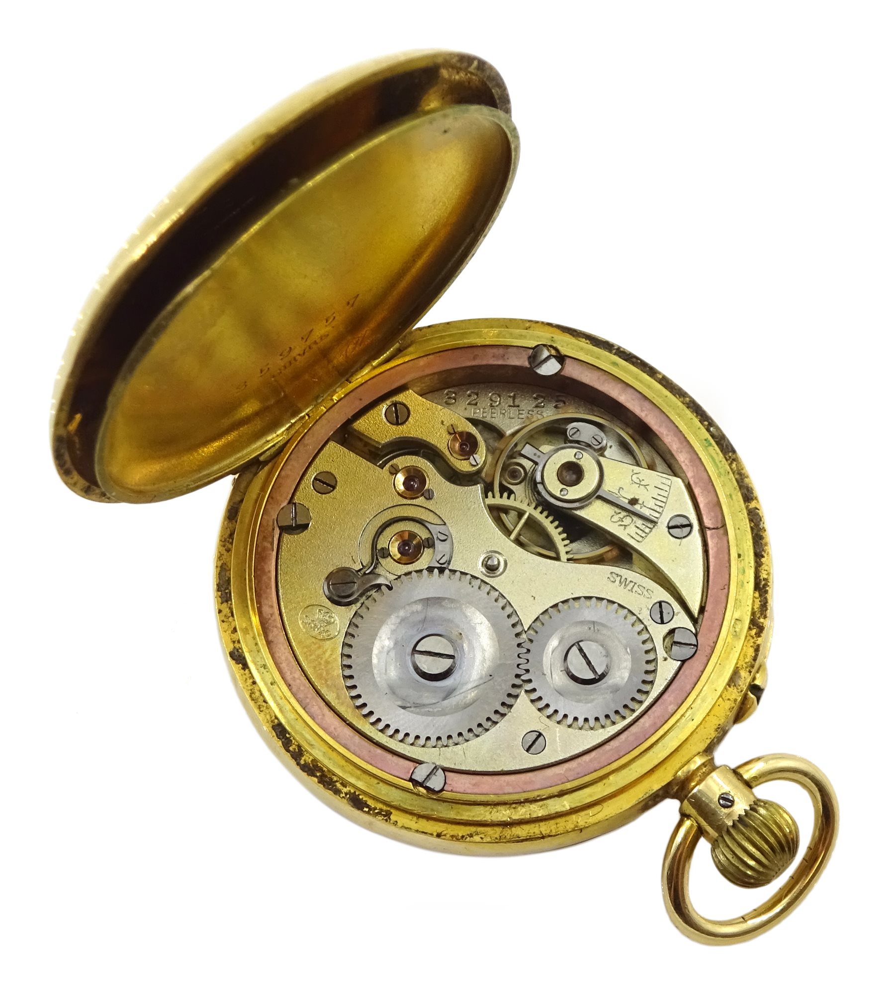 Swiss 18ct gold fob keyless lever pocket watch No. 329125 - Image 4 of 4