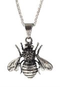 Silver bumble bee pendant necklace